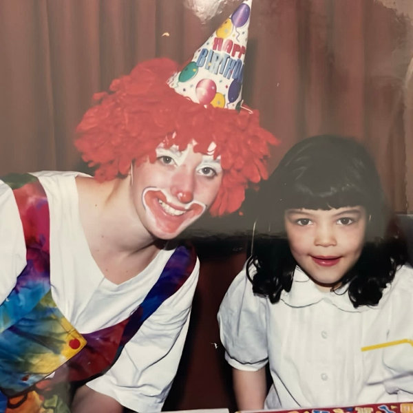 Carla clowning around in her teens Carla dressed as a clown